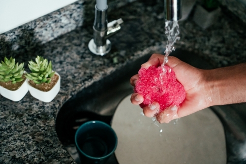 Burete de curatat vase, 3M, Scotch-Brite, Flex Scrub, roz, antizgarieturi